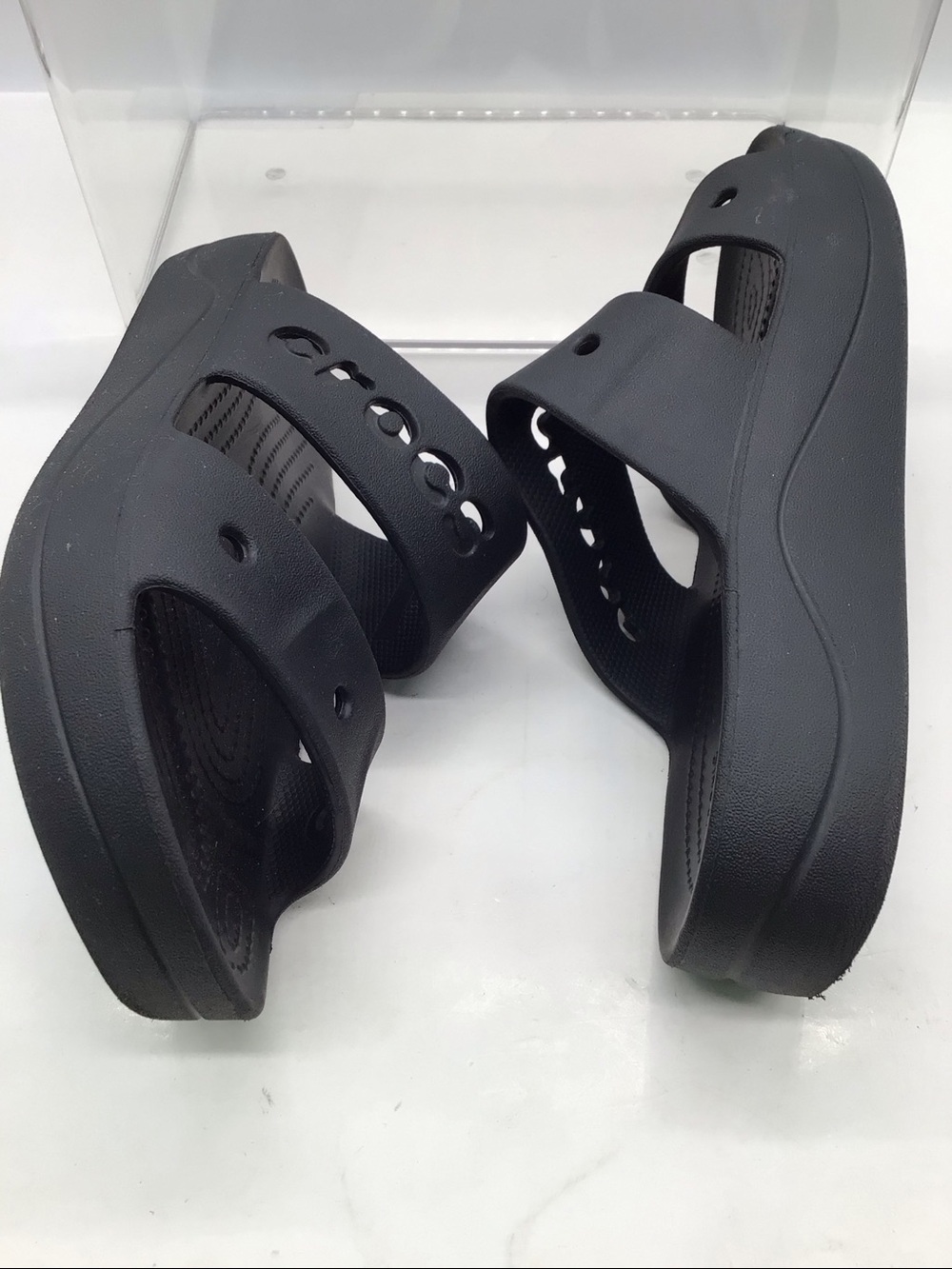 CROCS Black Baya Platform Slide-On Sandals - Picture 7 of 8